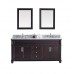 Victoria 72" Double Bathroom Vanity in Espresso with Marble Top and Round Sink with Mirrors - B07D3YTQKV